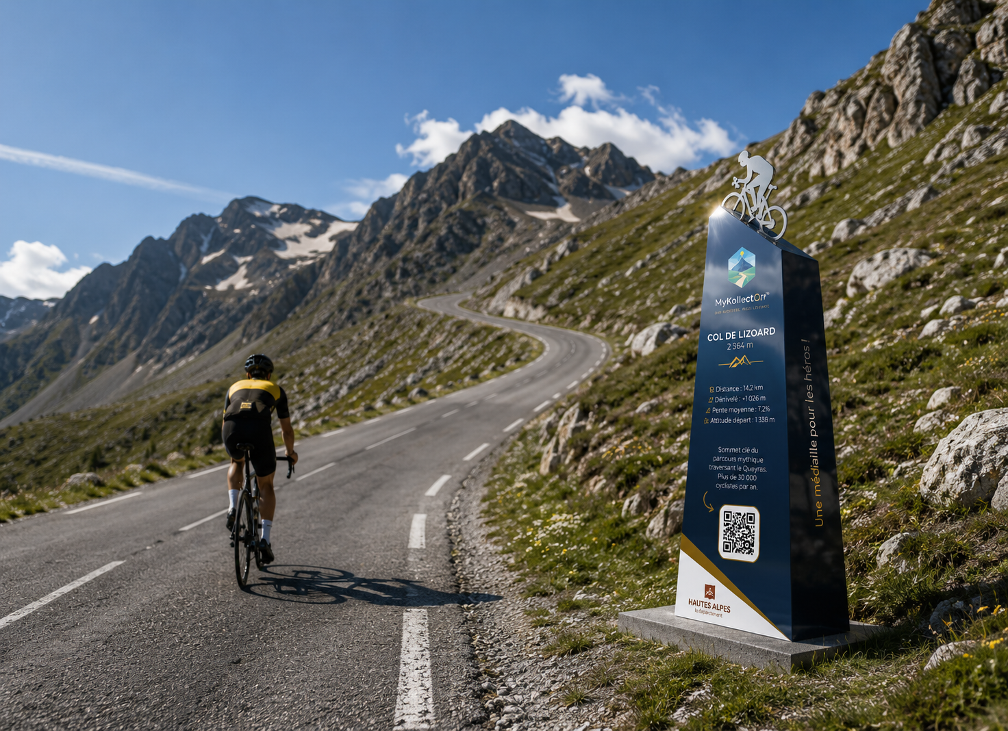 Rendu de la stèle MyKollectOr au Col de l'Izoard, Hautes-Alpes